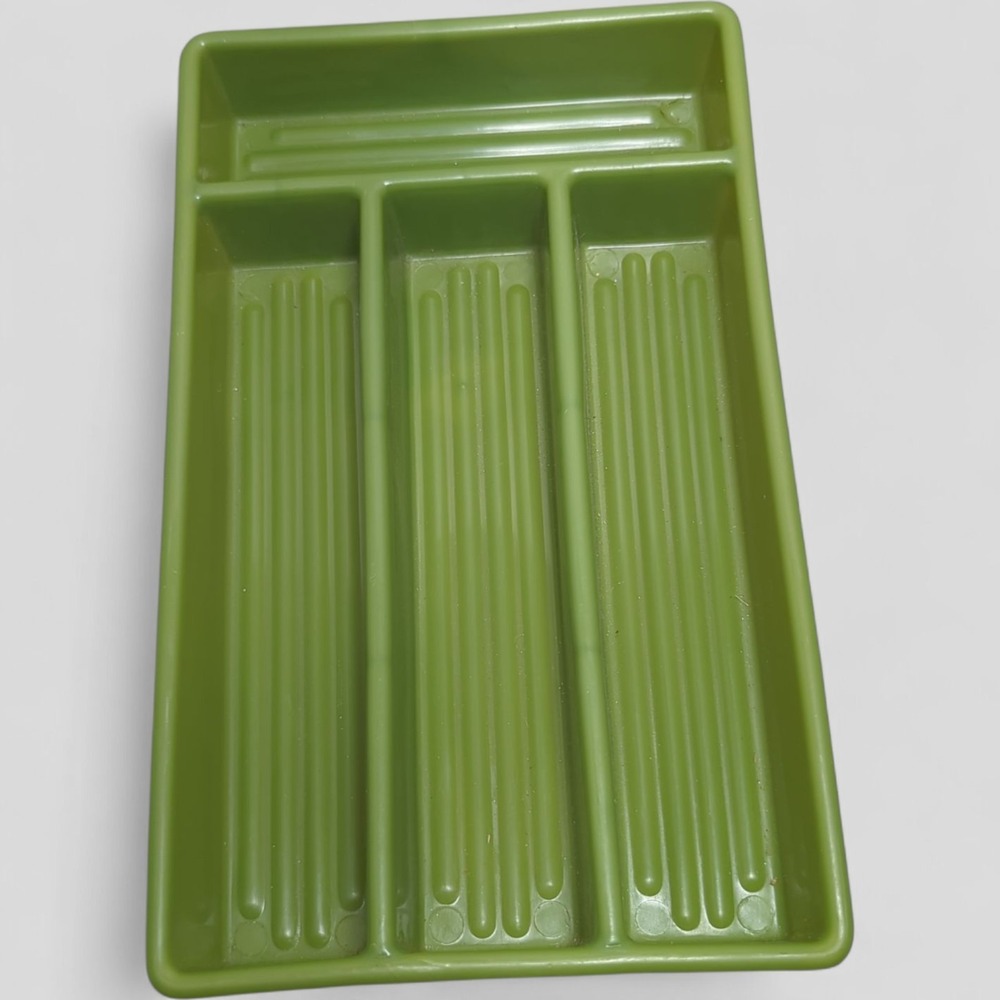 Vintage‎ 70s Green Utensil Silverware Drawer Organizer Tray 4 Compartment MCM